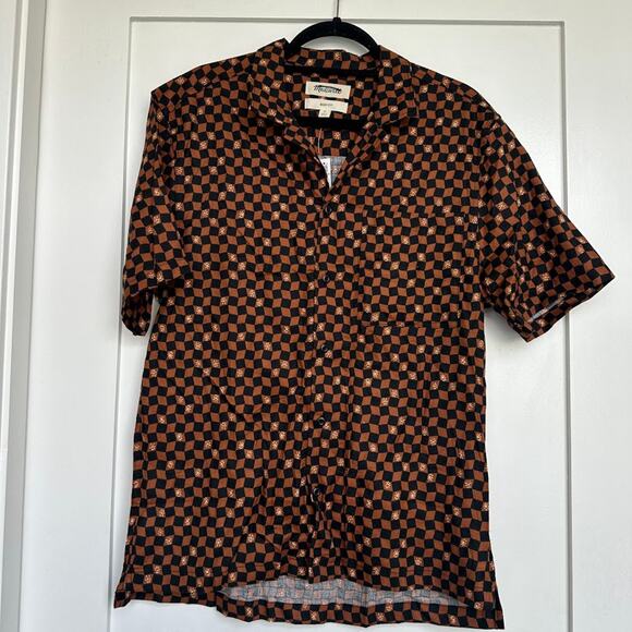 NWT Madewell Womens Check Daisy Print Black Boxy Short-Sleeve Shirt Size S NJ738 - Picture 3 of 9
